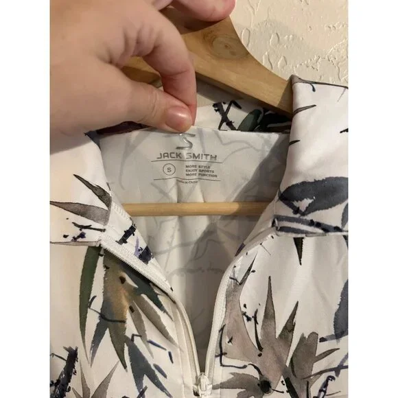 Y Jack Smith White Birds of Paradise Buttery Soft Short Sleeved Golf Polo Shirt - Picture 8 of 10